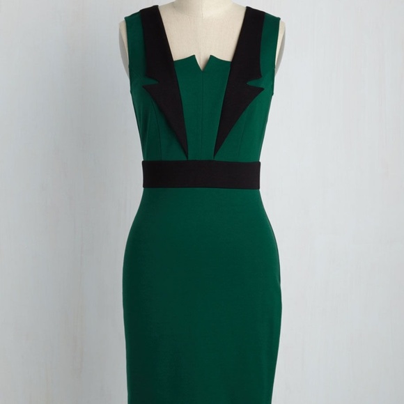 Modcloth Lapel in Love Sheath Dress in Pine NWOT - Picture 1 of 7